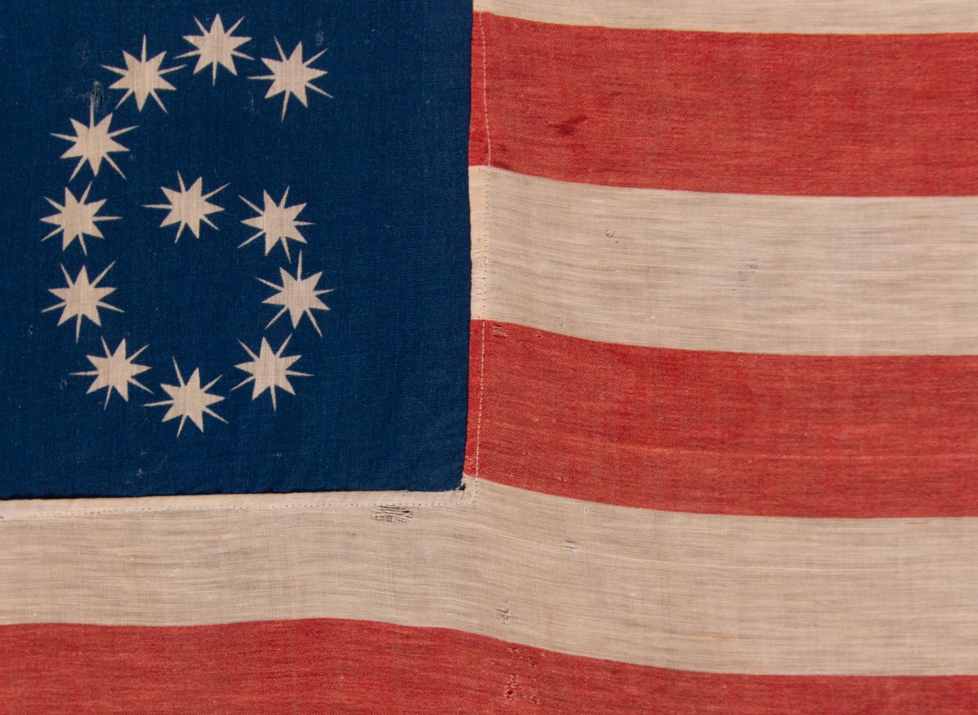 Antique American Centennial Flag w/ 10-Pointed Stars that Spell “1776 – 1876” In Good Condition For Sale In York County, PA