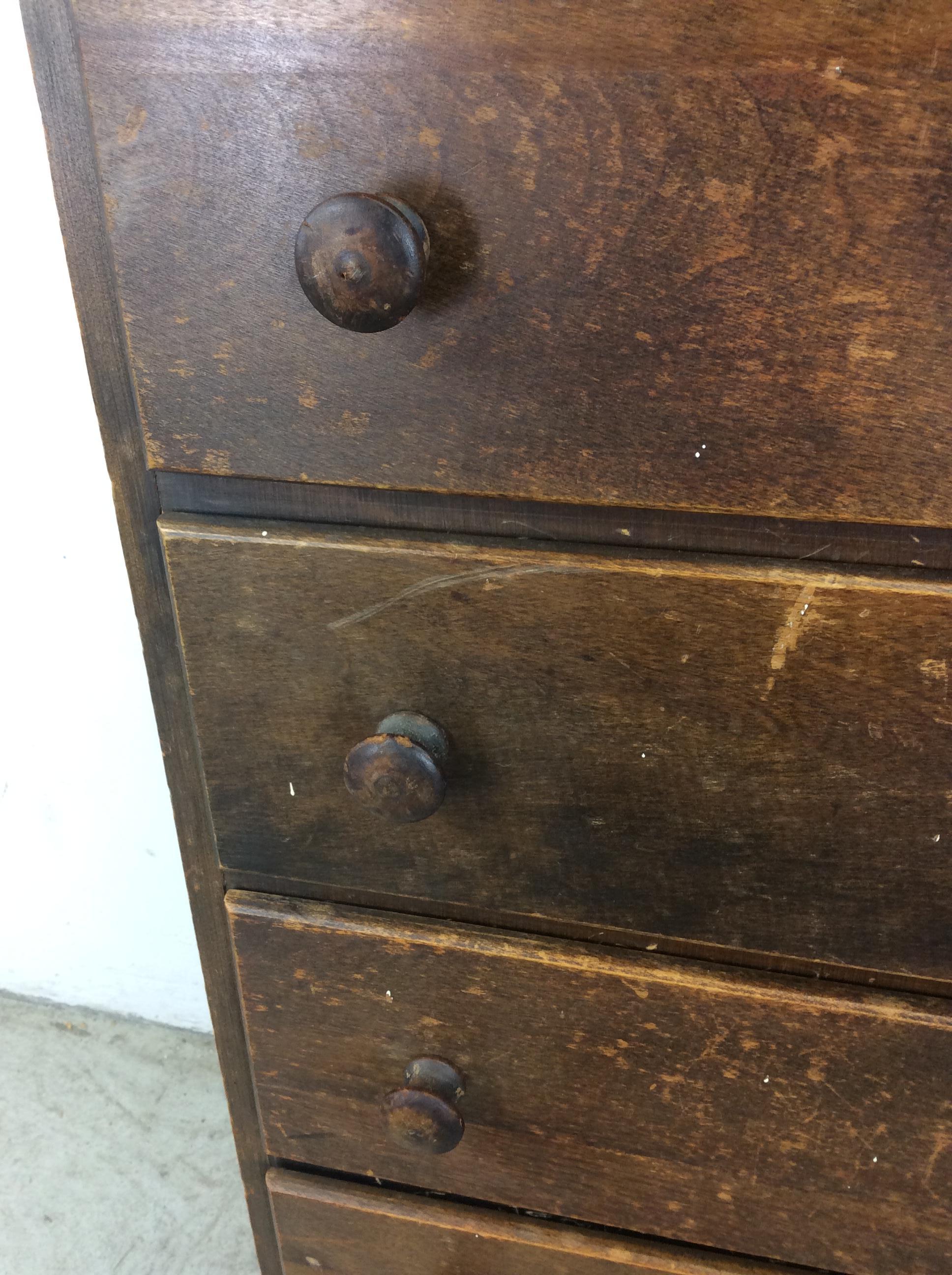 Antique American Chest of Six Drawer with Carved Wood Pulls 5