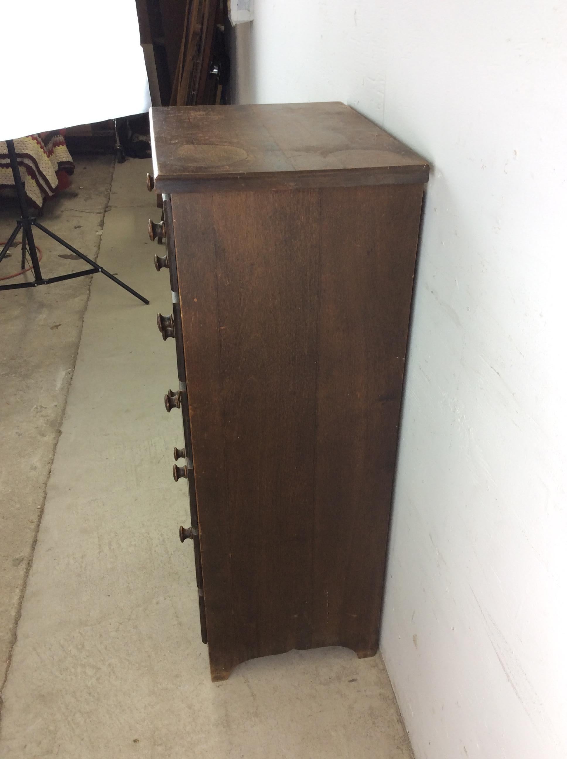 Antique American Chest of Six Drawer with Carved Wood Pulls 12