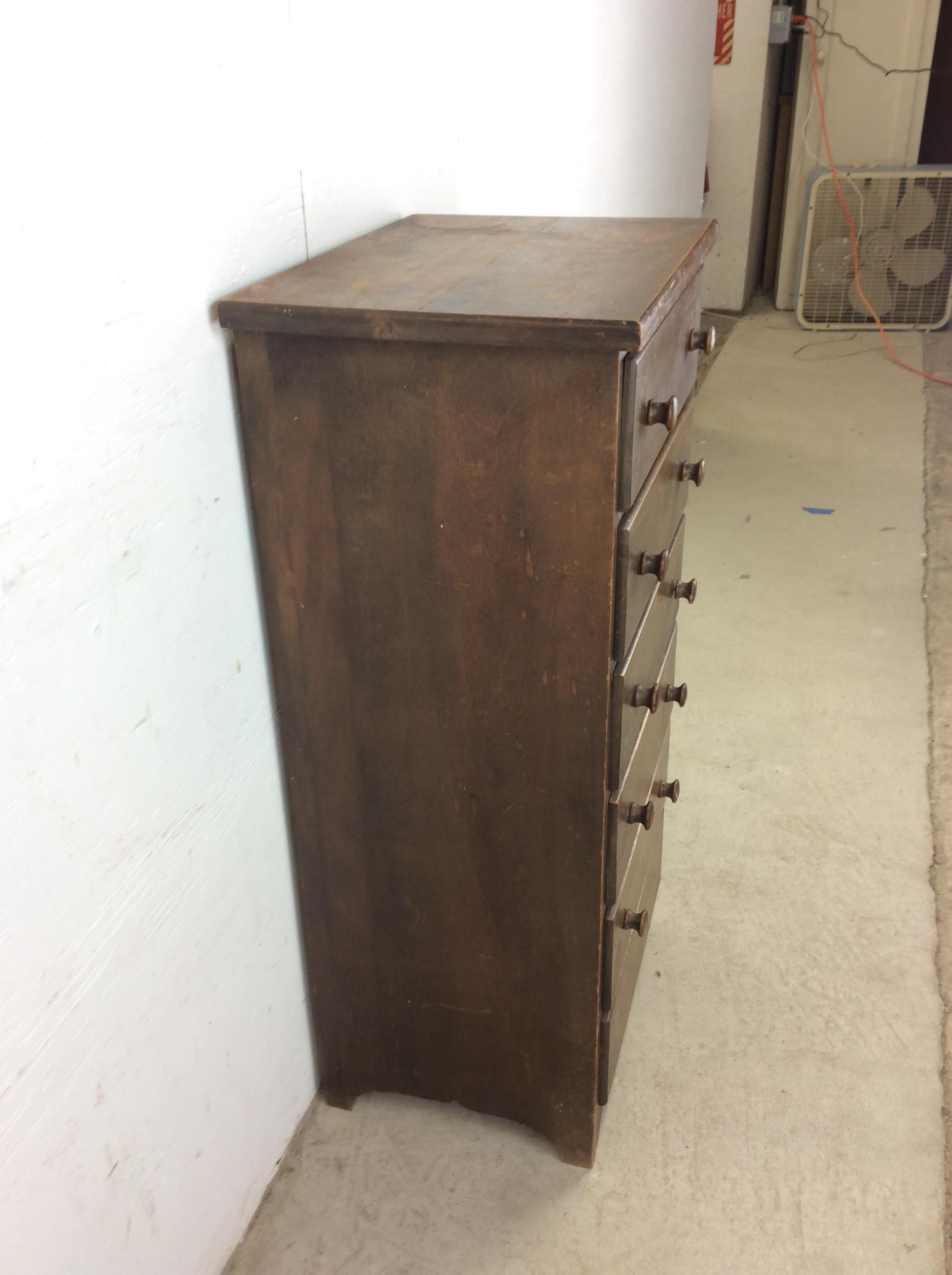 Antique American Chest of Six Drawer with Carved Wood Pulls 15