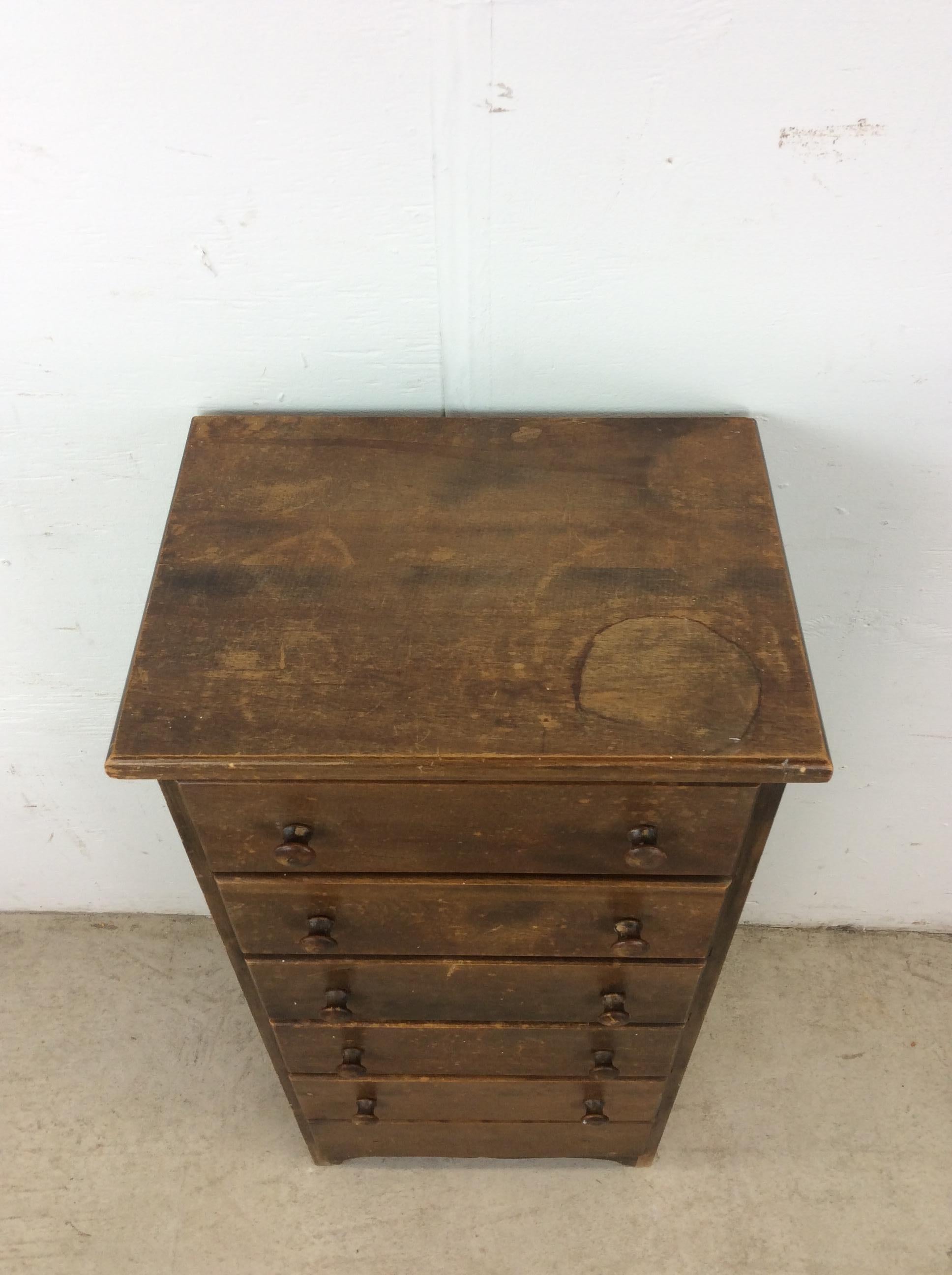 American Craftsman Antique American Chest of Six Drawer with Carved Wood Pulls