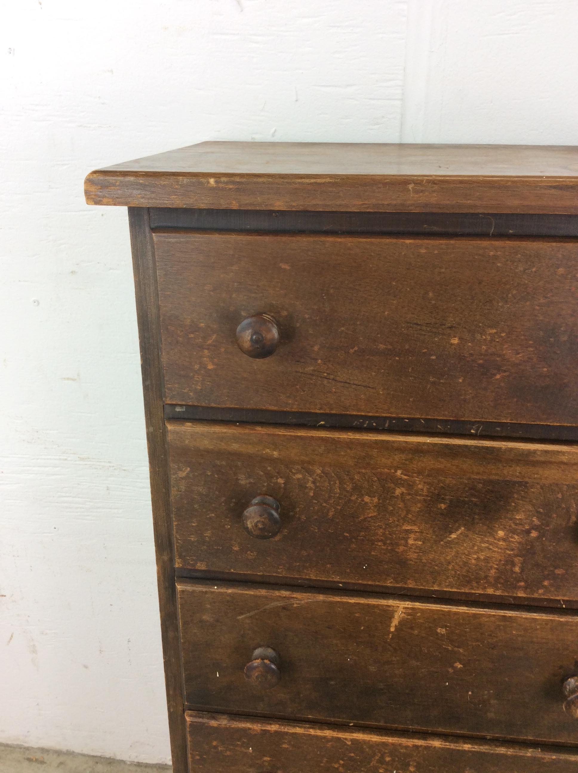 Antique American Chest of Six Drawer with Carved Wood Pulls 1