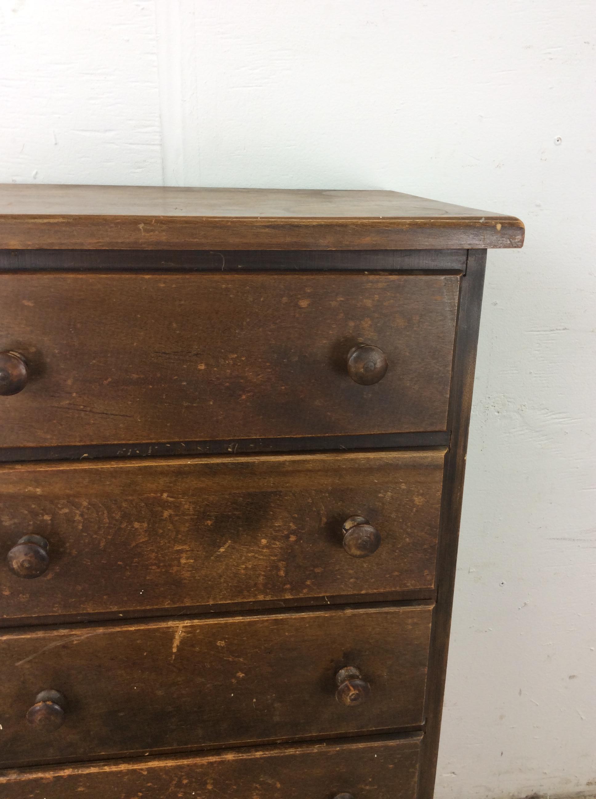 Antique American Chest of Six Drawer with Carved Wood Pulls 2