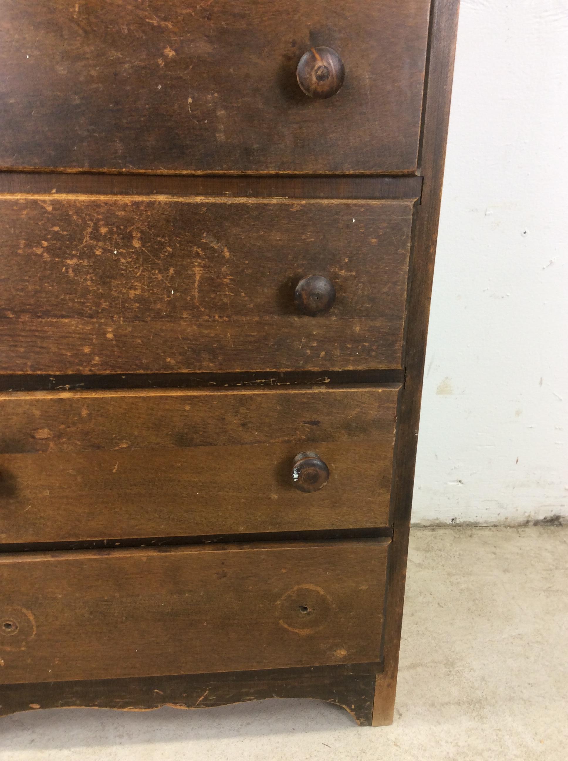 Antique American Chest of Six Drawer with Carved Wood Pulls 3