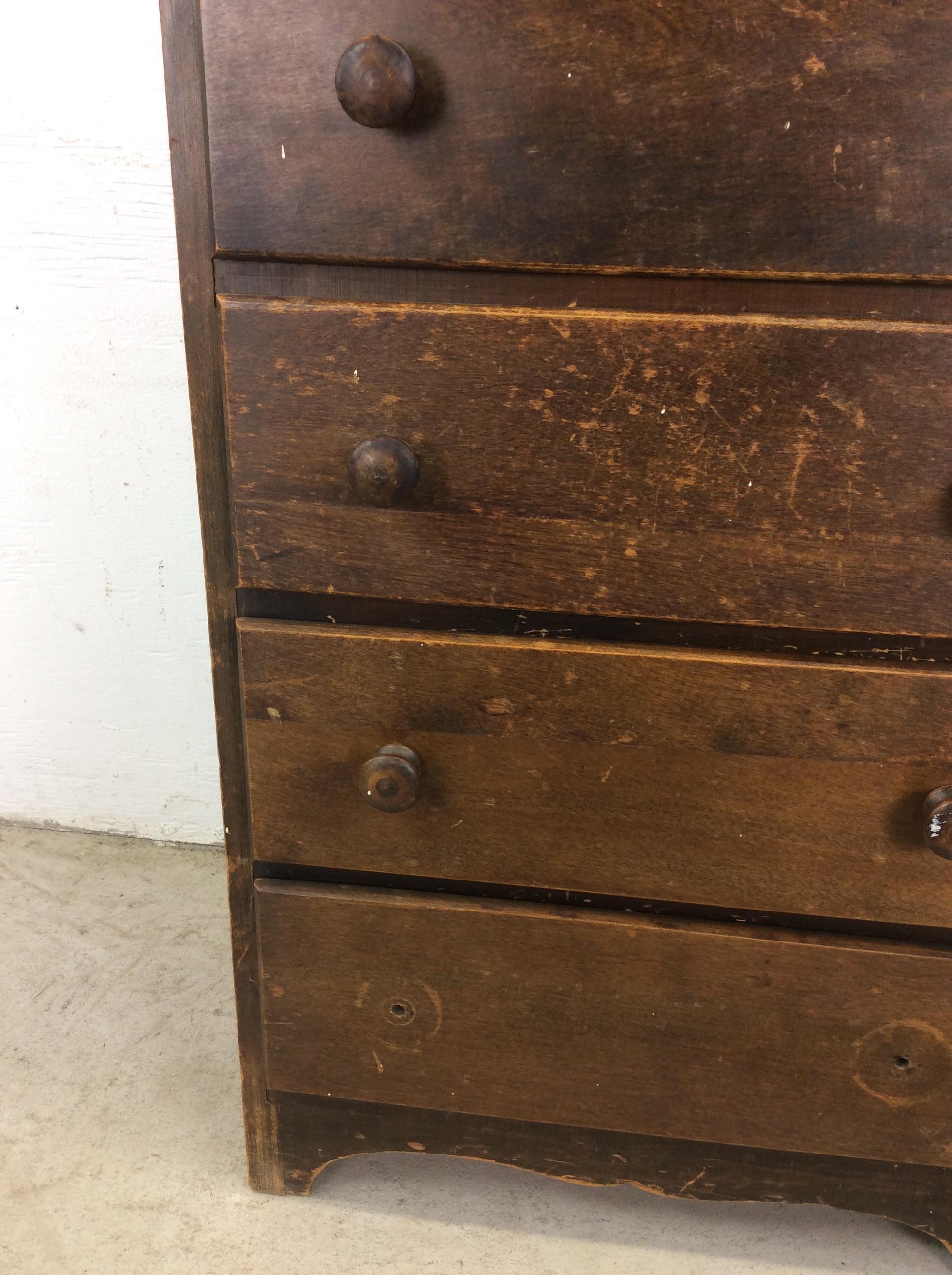Antique American Chest of Six Drawer with Carved Wood Pulls 4