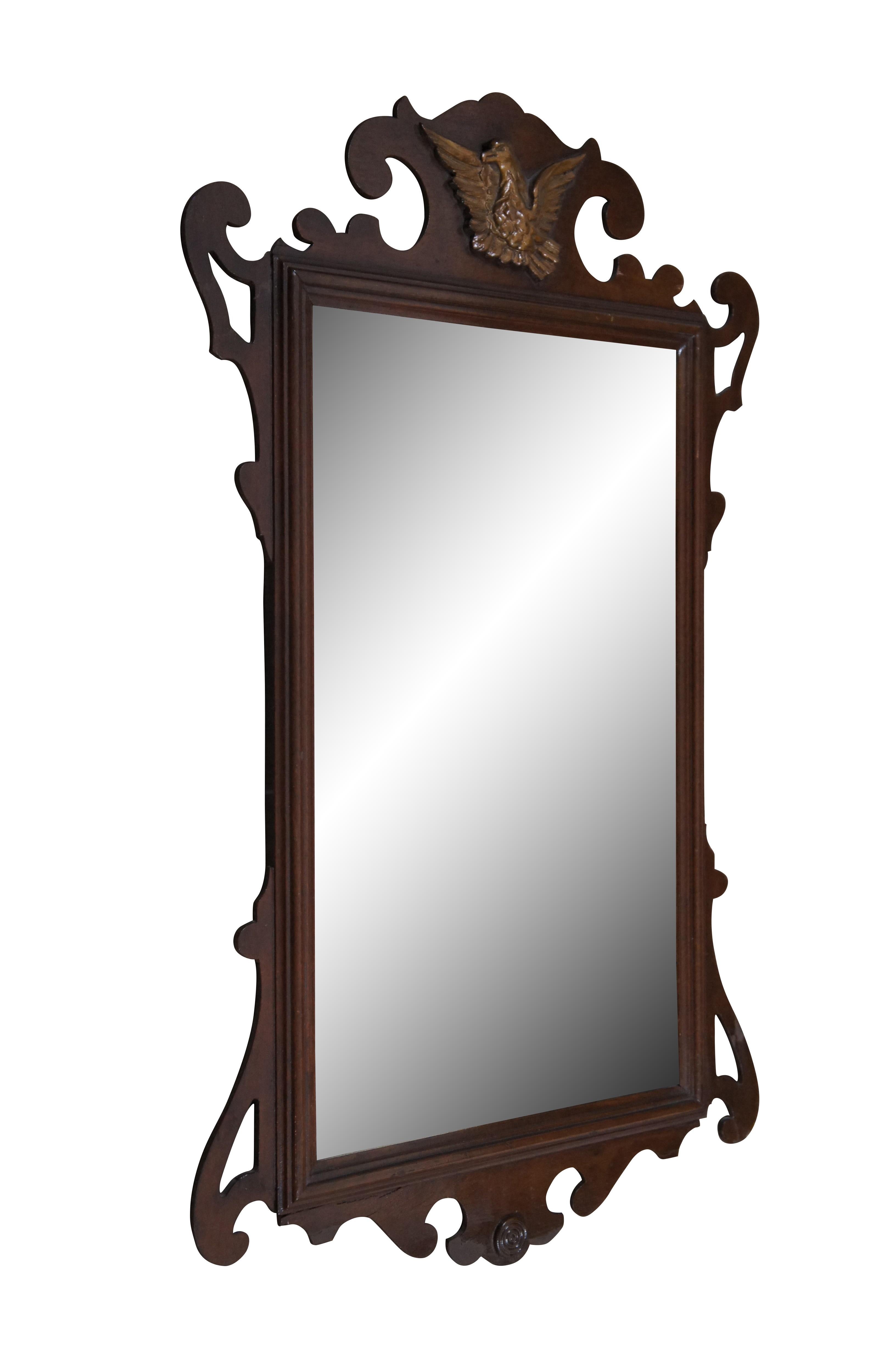 Antique American Chippendale Carved Mahogany Eagle Vanity Mirror 32