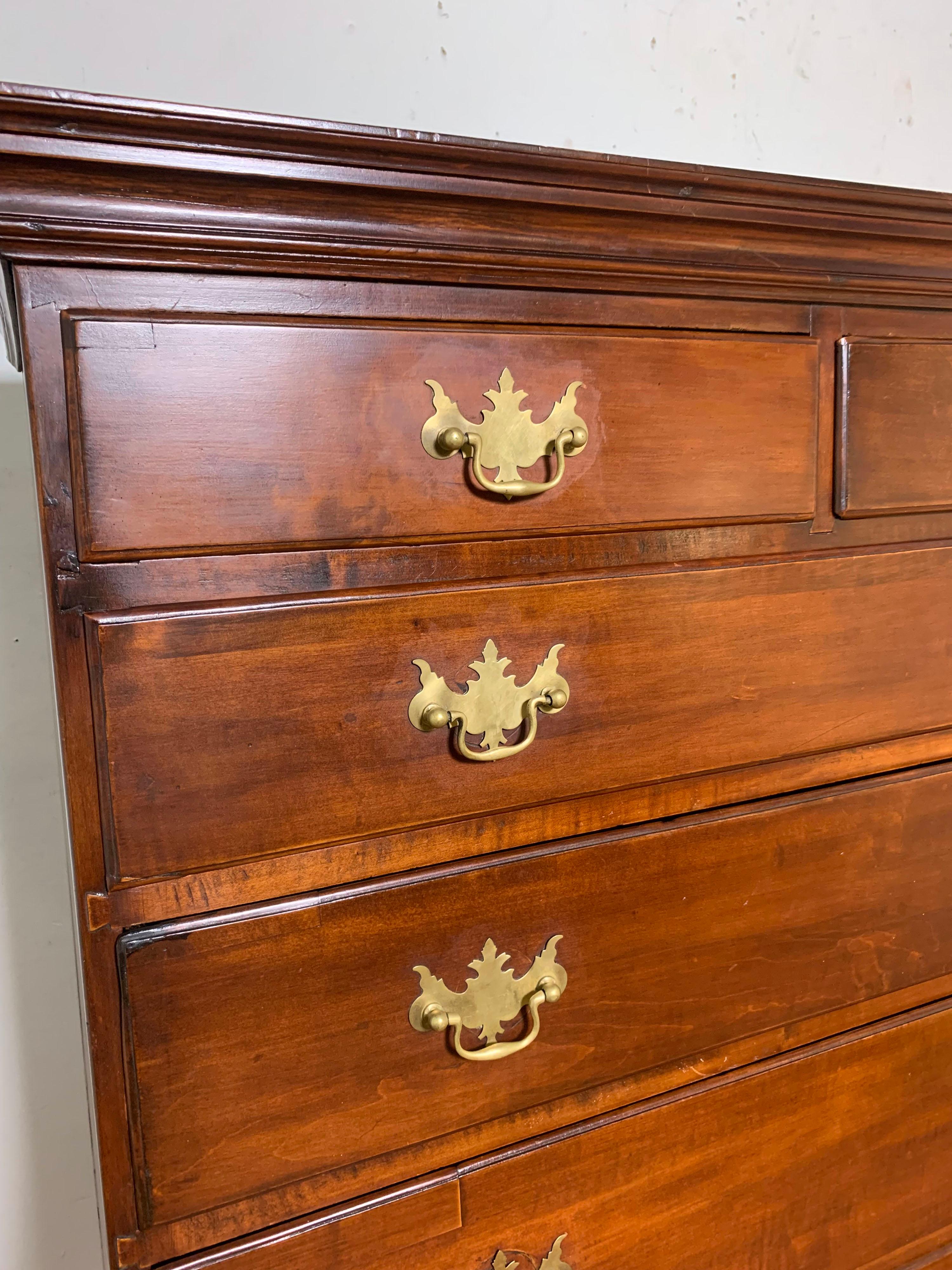 18th Century Antique American Chippendale Chest on Frame, Circa 1780s For Sale
