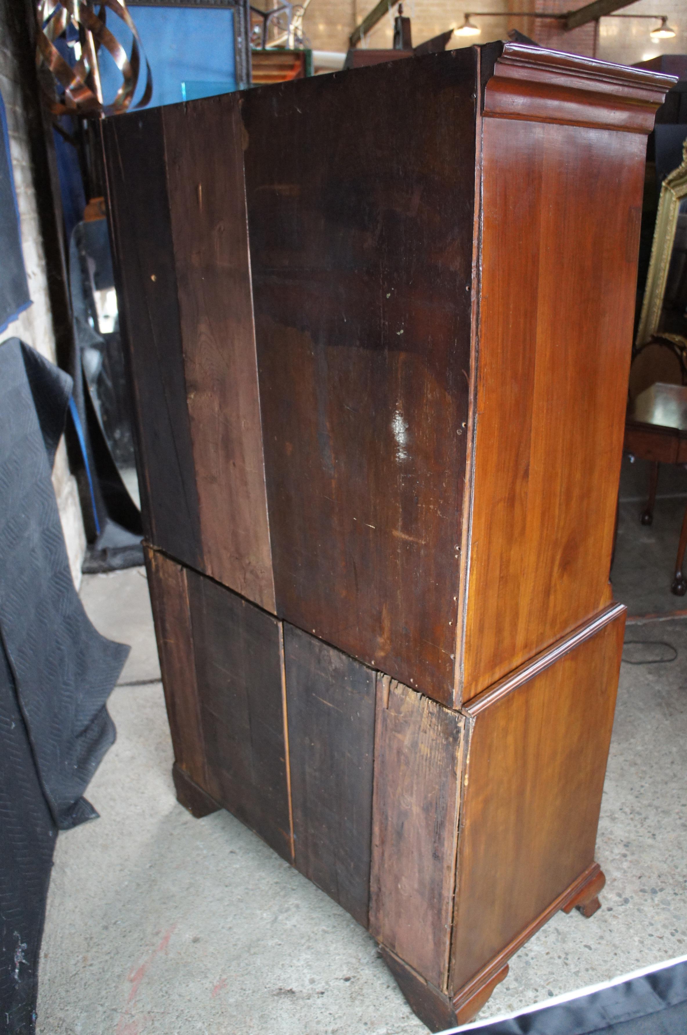 Antike amerikanische Chippendale Mahagoni Truhe auf Brust Highboy Kommode 70