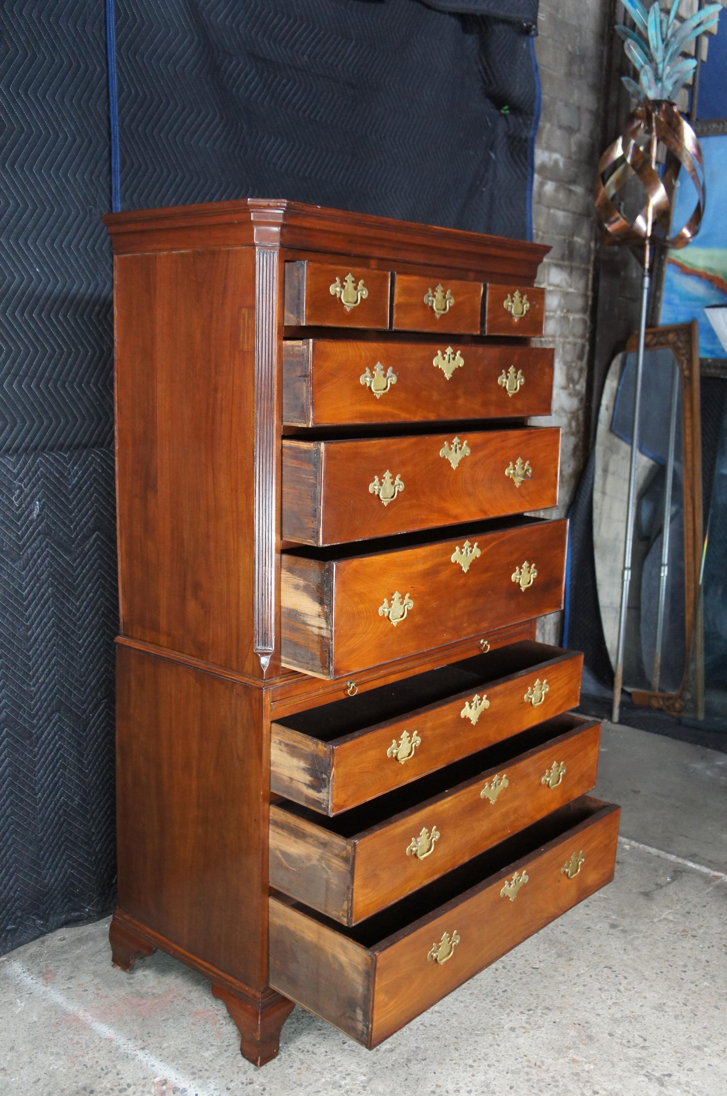 Antike amerikanische Chippendale Mahagoni Truhe auf Brust Highboy Kommode 70