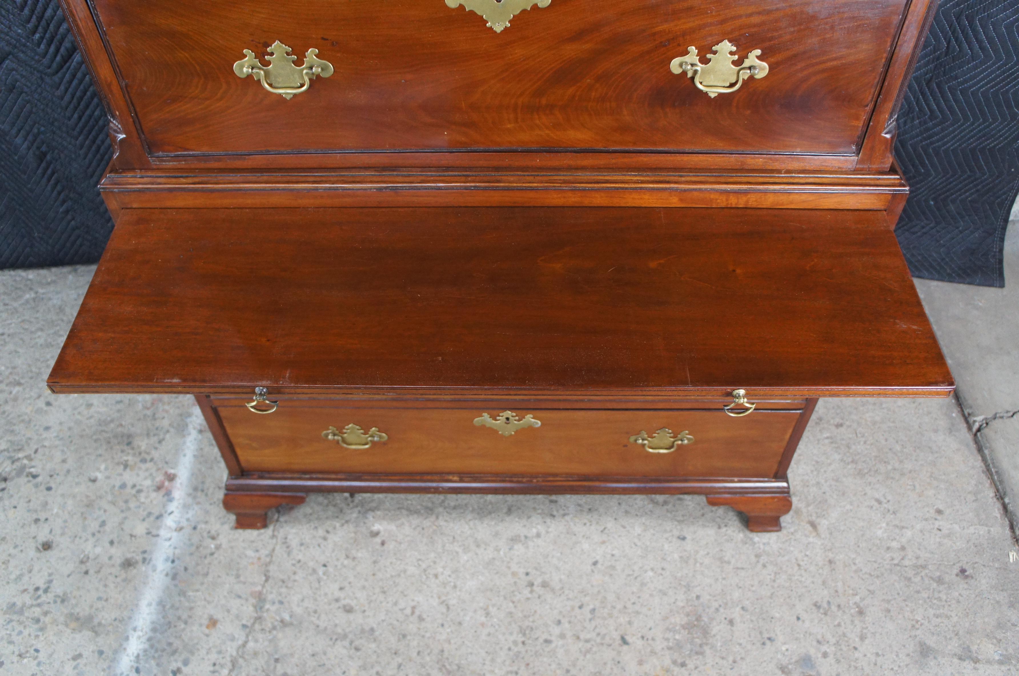 Antike amerikanische Chippendale Mahagoni Truhe auf Brust Highboy Kommode 70