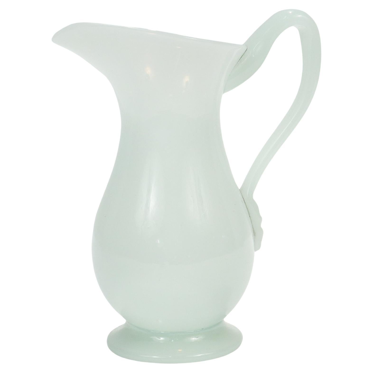 Antique American Clam Broth Glass Creamer or Milk Jug For Sale