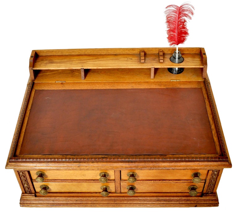 Antique American Clark's O.N.T. Oak Spool Desk, 1892