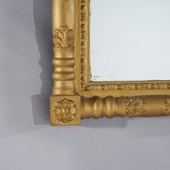 Antique American Classical Empire Balustrade Form Giltwood Wall Mirror C1840