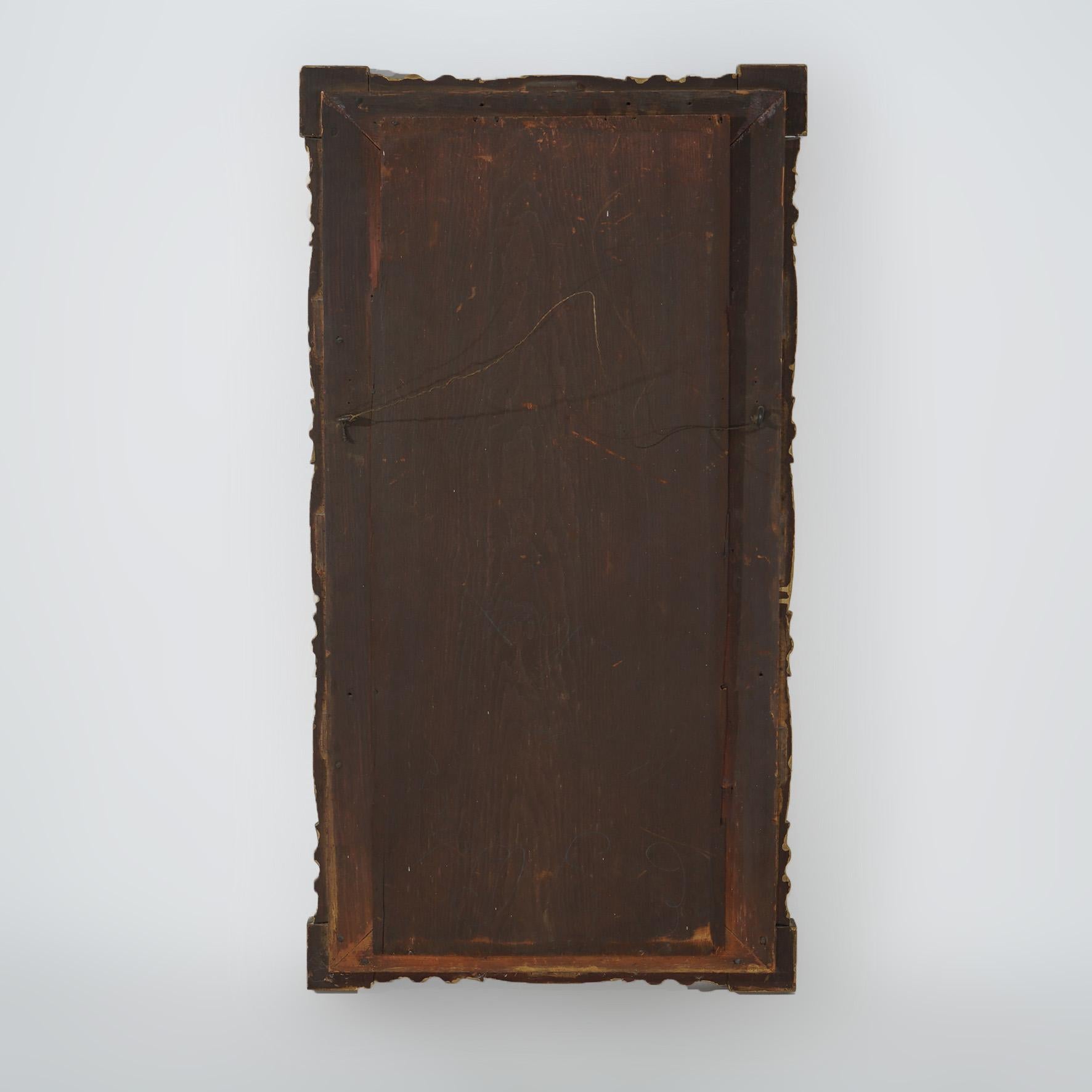 Antique Mirror da parete in legno dorato in stile impero classico americano a forma di balaustra C1840 in vendita 3