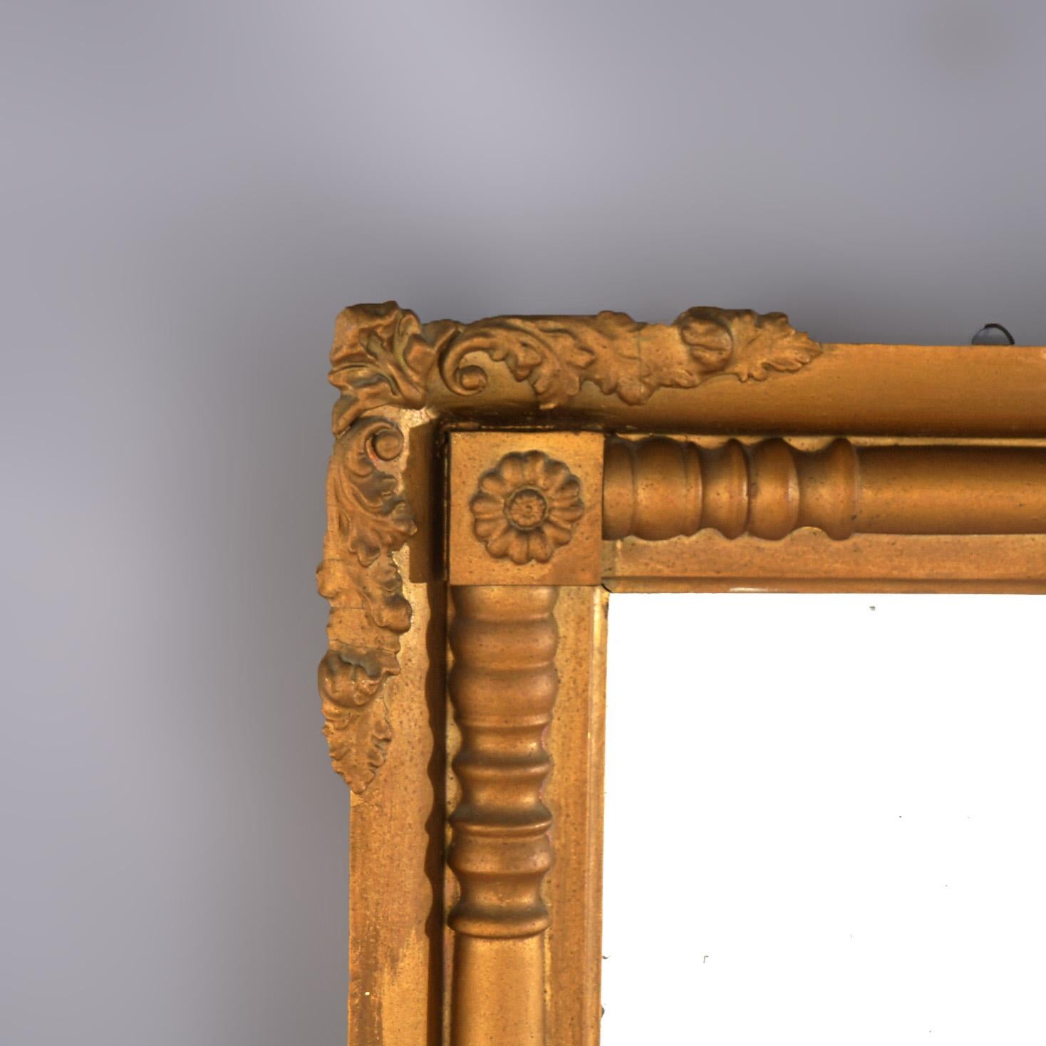 ***Reduced Delivery Rates - See Below or Click “Ask The Seller” to Request a Quote***

Antique American Classical Empire Balustrade Form Giltwood Wall Mirror with Rosette Corners C1840

Measures - 39