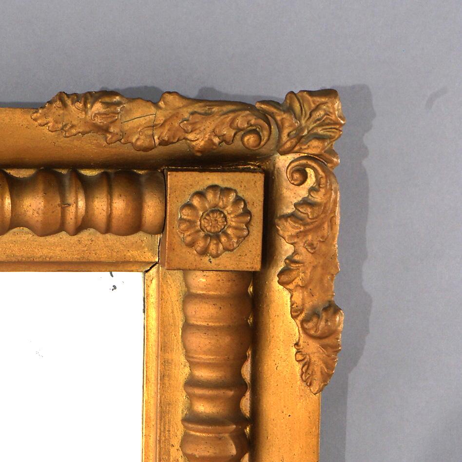 Antique American Classical Empire Balustrade Giltwood Wall Mirror C1830 In Good Condition In Big Flats, NY