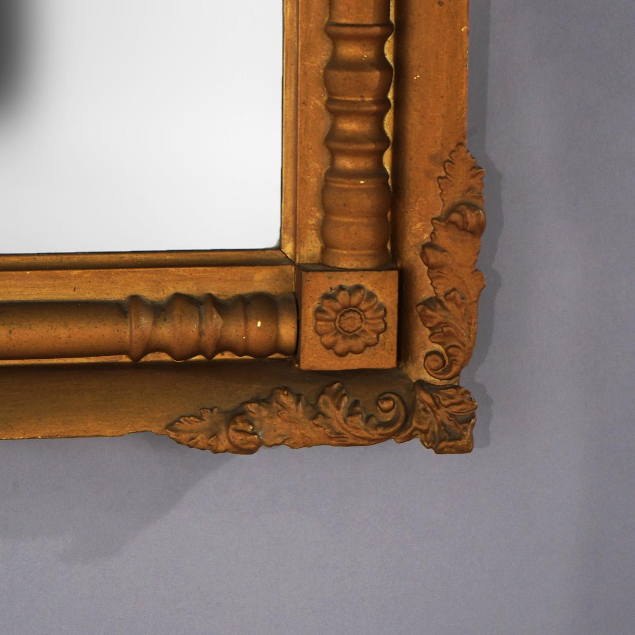 Antique American Classical Empire Balustrade Giltwood Wall Mirror C1830 1