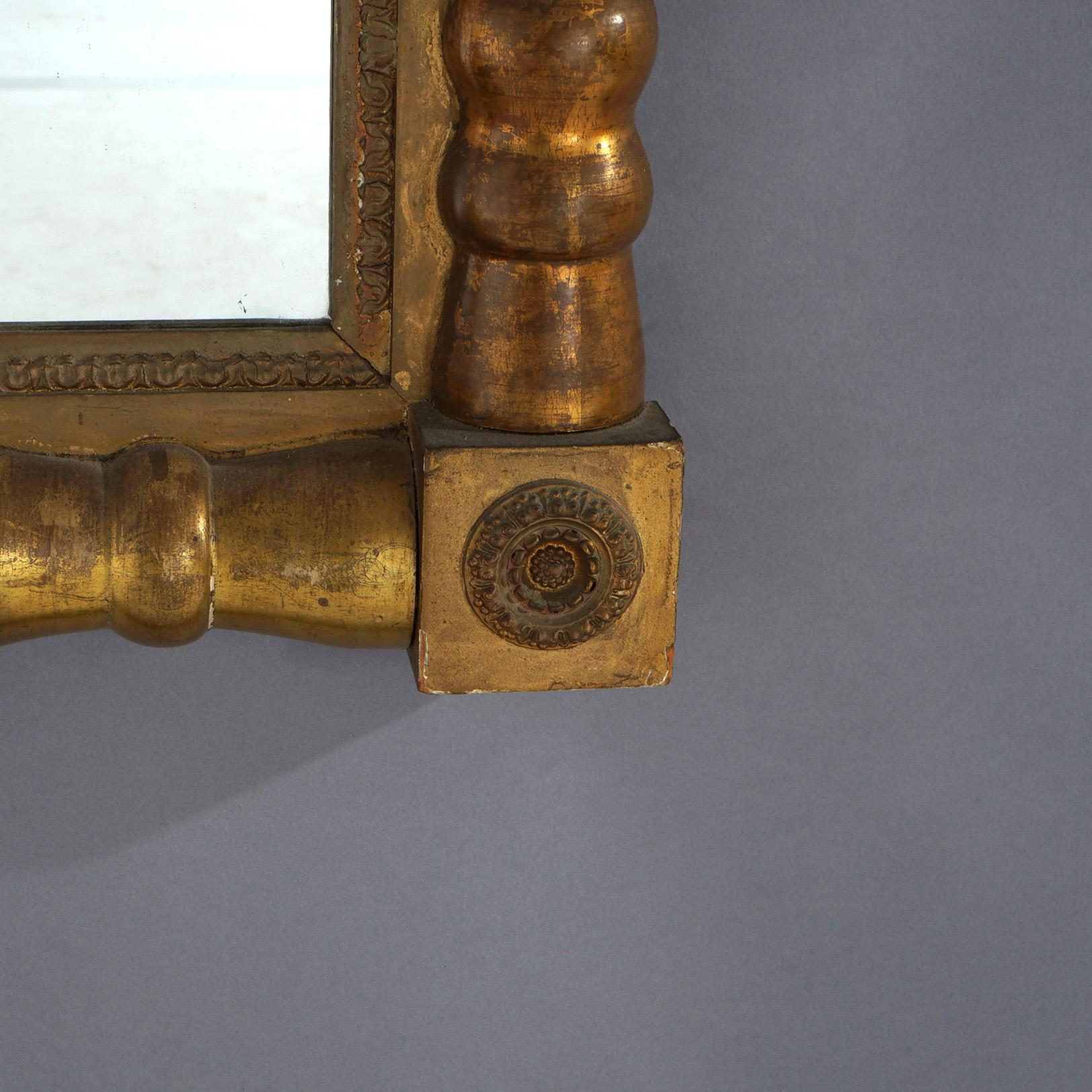 XIXe siècle Antique Classic Antiques Empire First Finish Eglomise & Giltwood Wall Mirror en vente