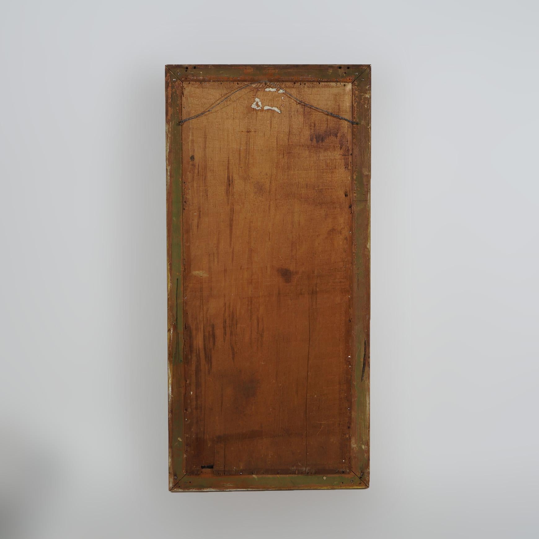 Antique American Classical Empire First Finish Wall Mirror with Eglomise Panel 1