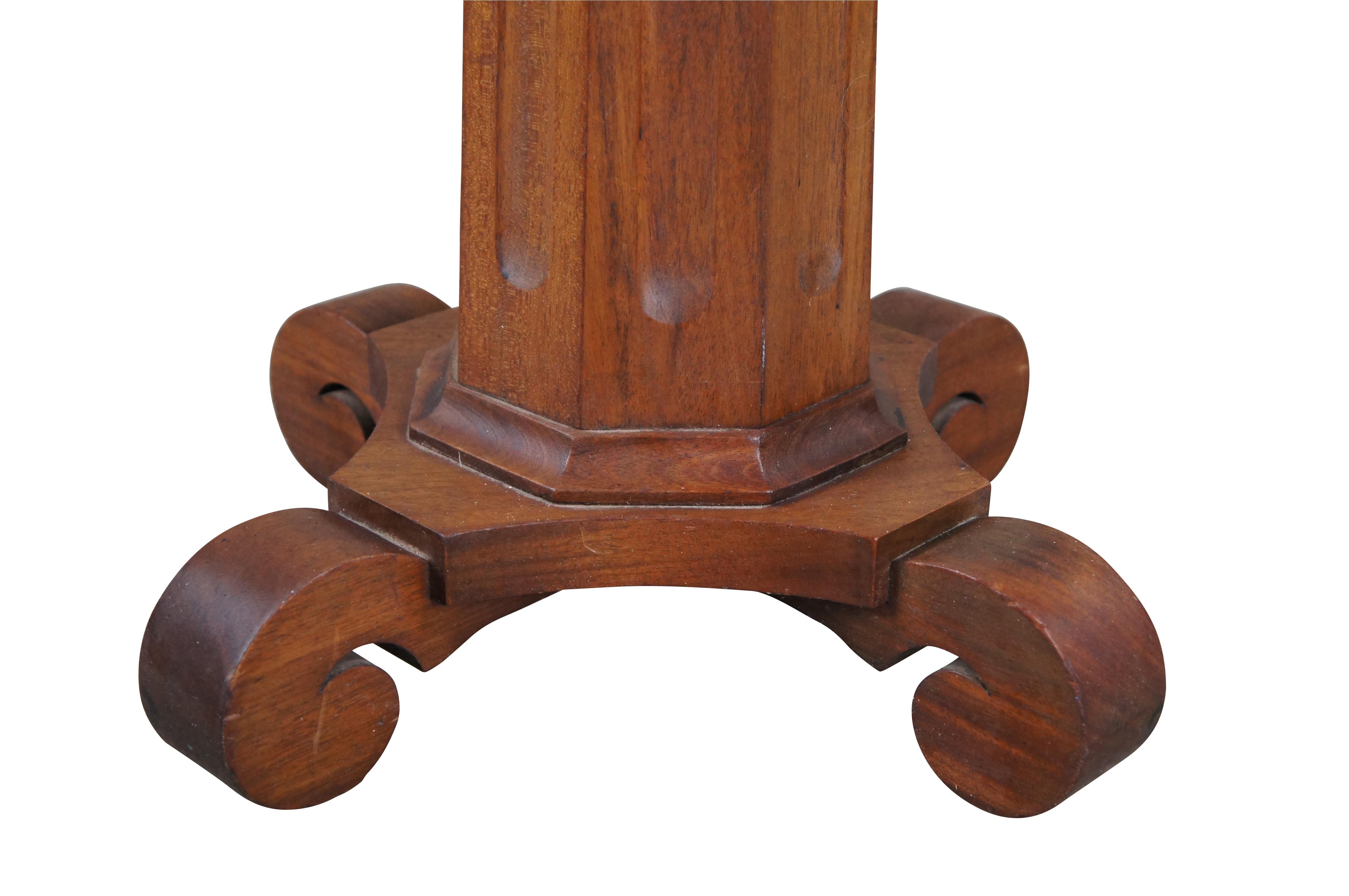 American Empire Antique American Classical Empire Mahogany Pedestal Table Sculpture Plant Stand For Sale
