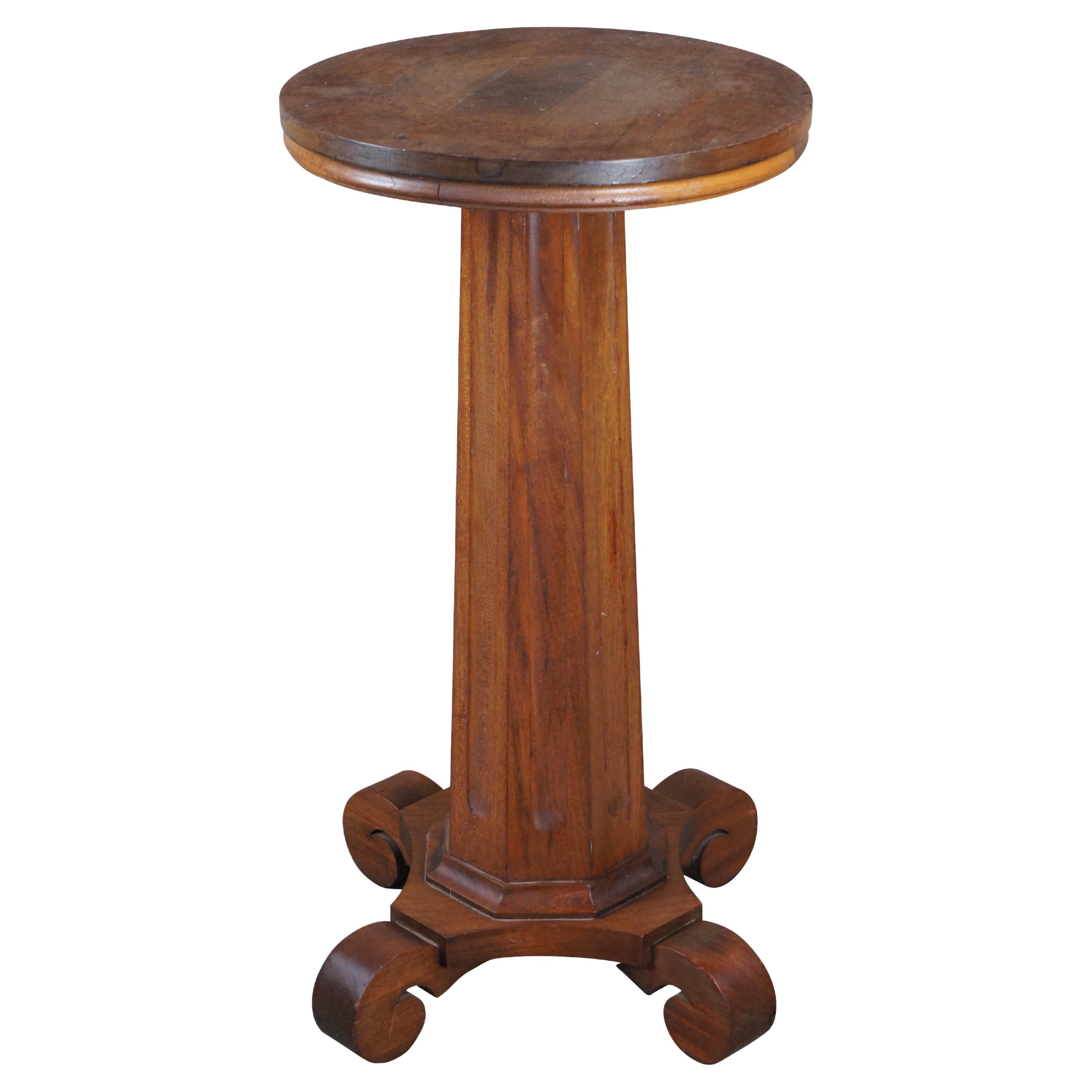Antique American Classical Empire Mahogany Pedestal Table Sculpture Plant Stand For Sale