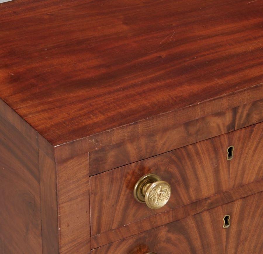 Hand-Carved Antique American Classical Figured Mahogany Nightstand With Rope Carved Legs For Sale