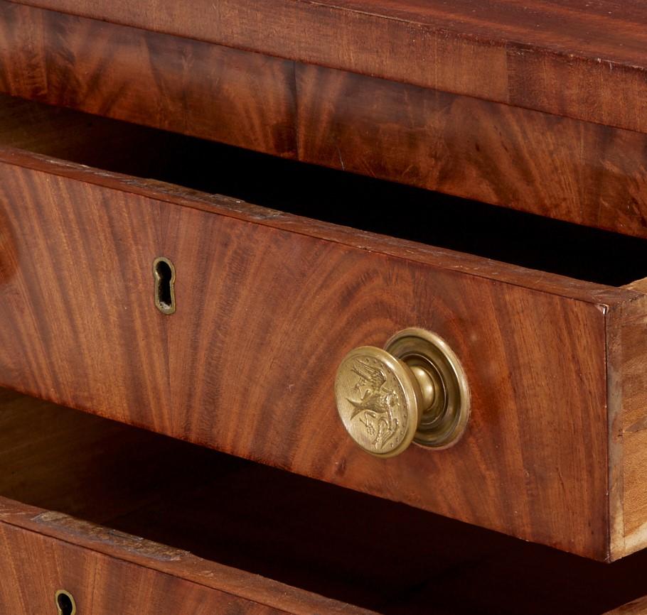 Brass Antique American Classical Figured Mahogany Nightstand With Rope Carved Legs For Sale