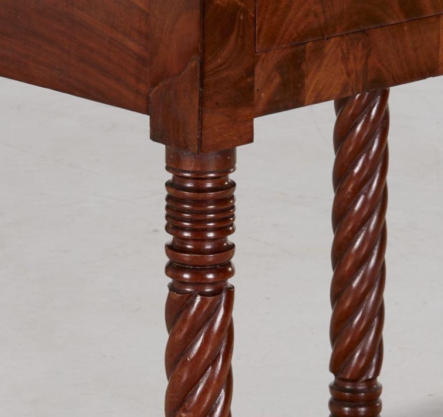 Antique American Classical Figured Mahogany Nightstand With Rope Carved Legs For Sale 3