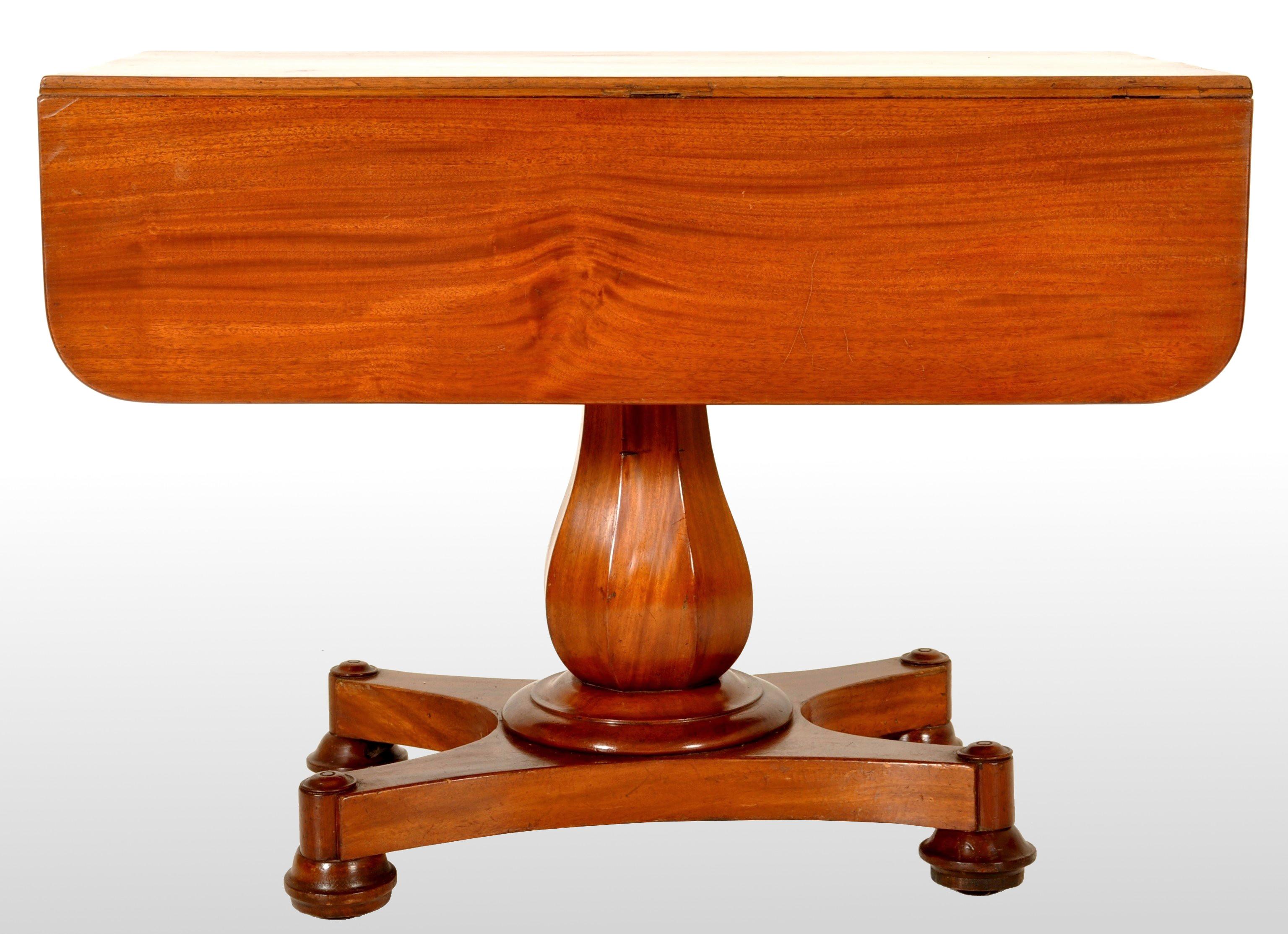 Antiker amerikanischer klassischer Mahagoni Drop Leaf Pedestal Pembroke Tisch um 1840 im Zustand „Gut“ im Angebot in Portland, OR