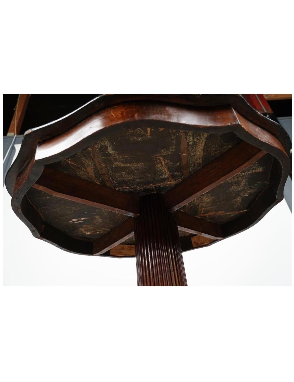 Antique American Classical Walnut Center Table With Stag's Leap Inlay Circa 1900 For Sale 4