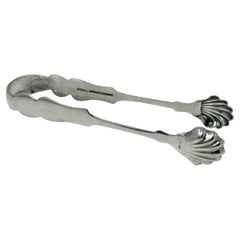 Antique American Coin Silver .900 Tongs Signed "Akerly 
Briggs, " Circa 1840
s