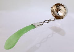 Antique American Coin Silver & Opaline Glass Handled Ladle by P. L. Krider