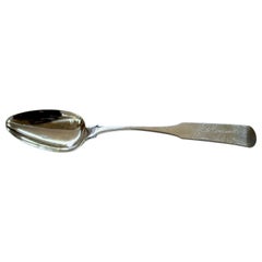 Antique American Coin Silver Presentation Birth Spoon, Fiddle Pattern