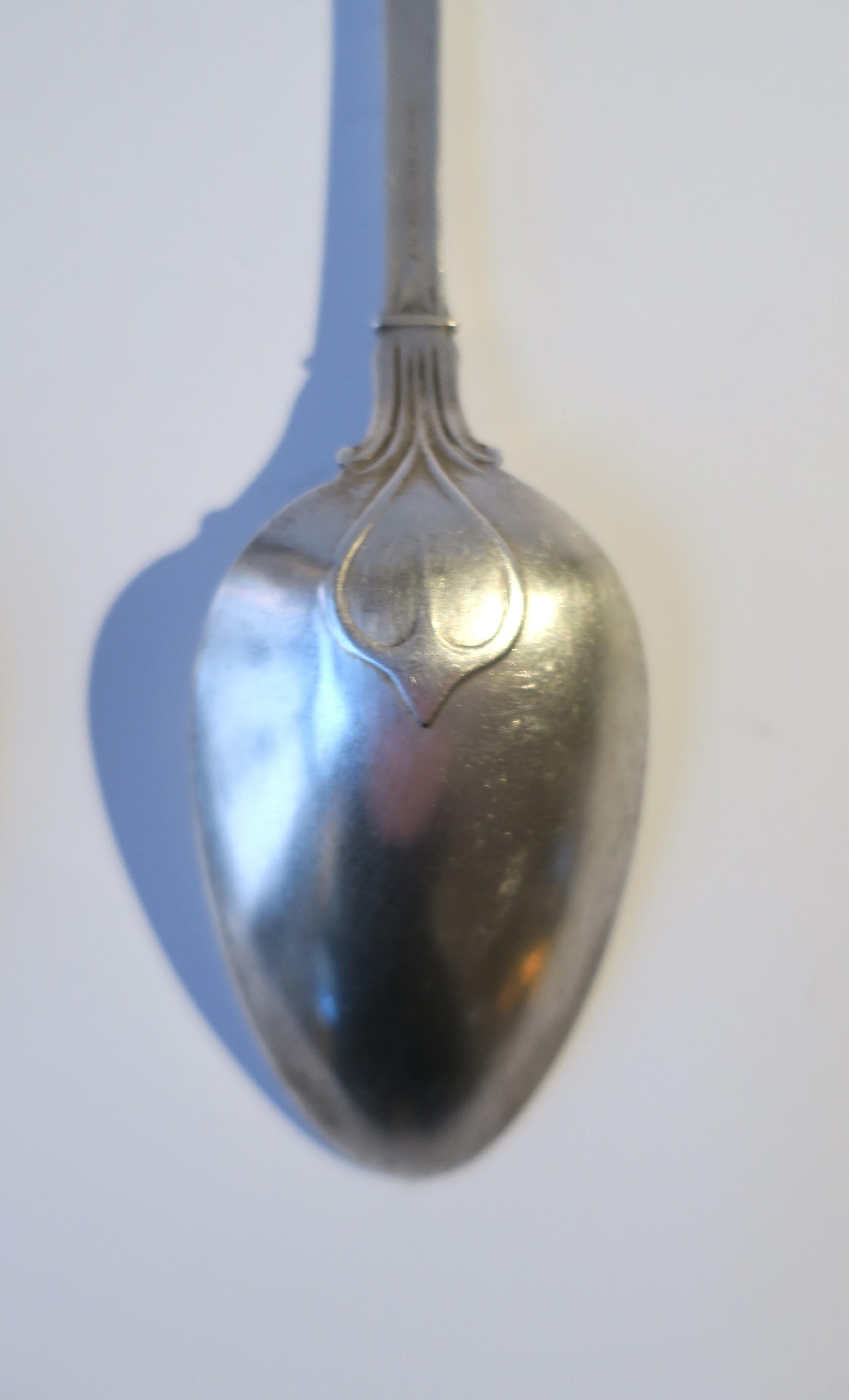 Antique American Coin Silver Serving Spoons Set by J H Heller & Son, Pair For Sale 6