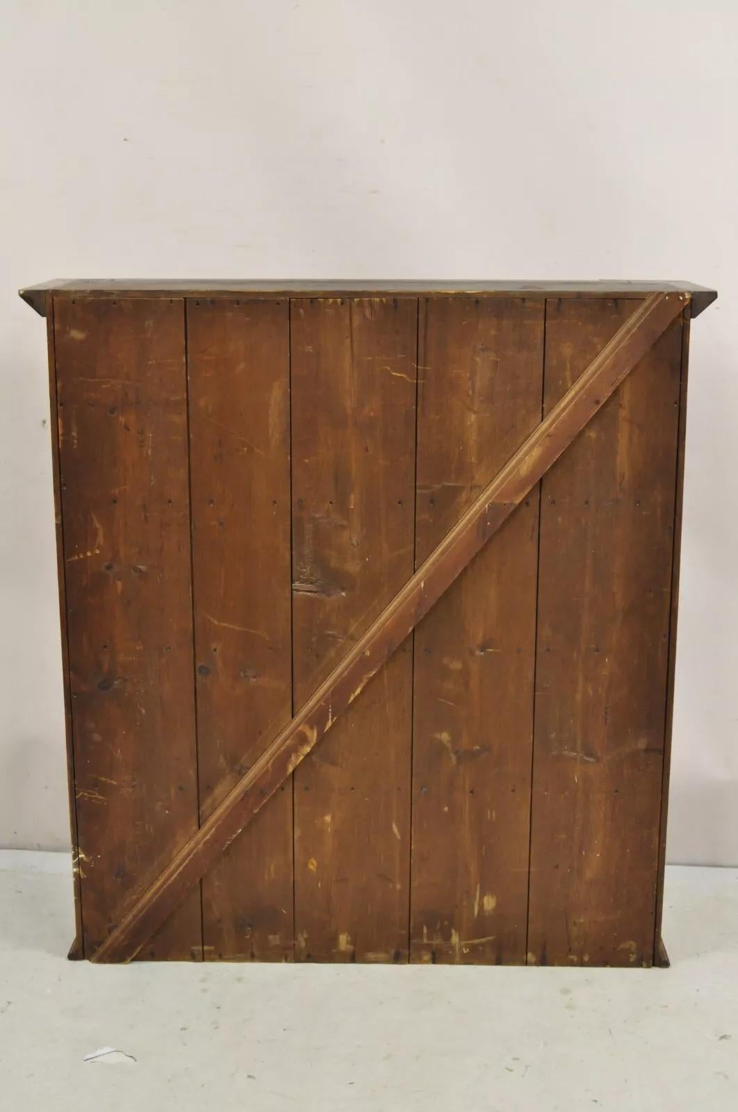 Antique American Colonial Cherry Wood Wavy Glass Door China Cabinet Hutch 4