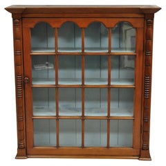 Antique American Colonial Cherry Wood Wavy Glass Door China Cabinet Hutch