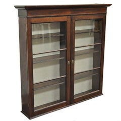 Used American Colonial Glass Front Mahogany Display Cupboard Hutch Curio