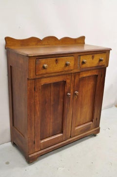 Antique American Colonial Primitive Mahogany 2 Drawer Jelly Cupboard Cabinet