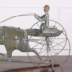 Antique American Copper Weathervane Modeled after a Horse and Trap with Driver
