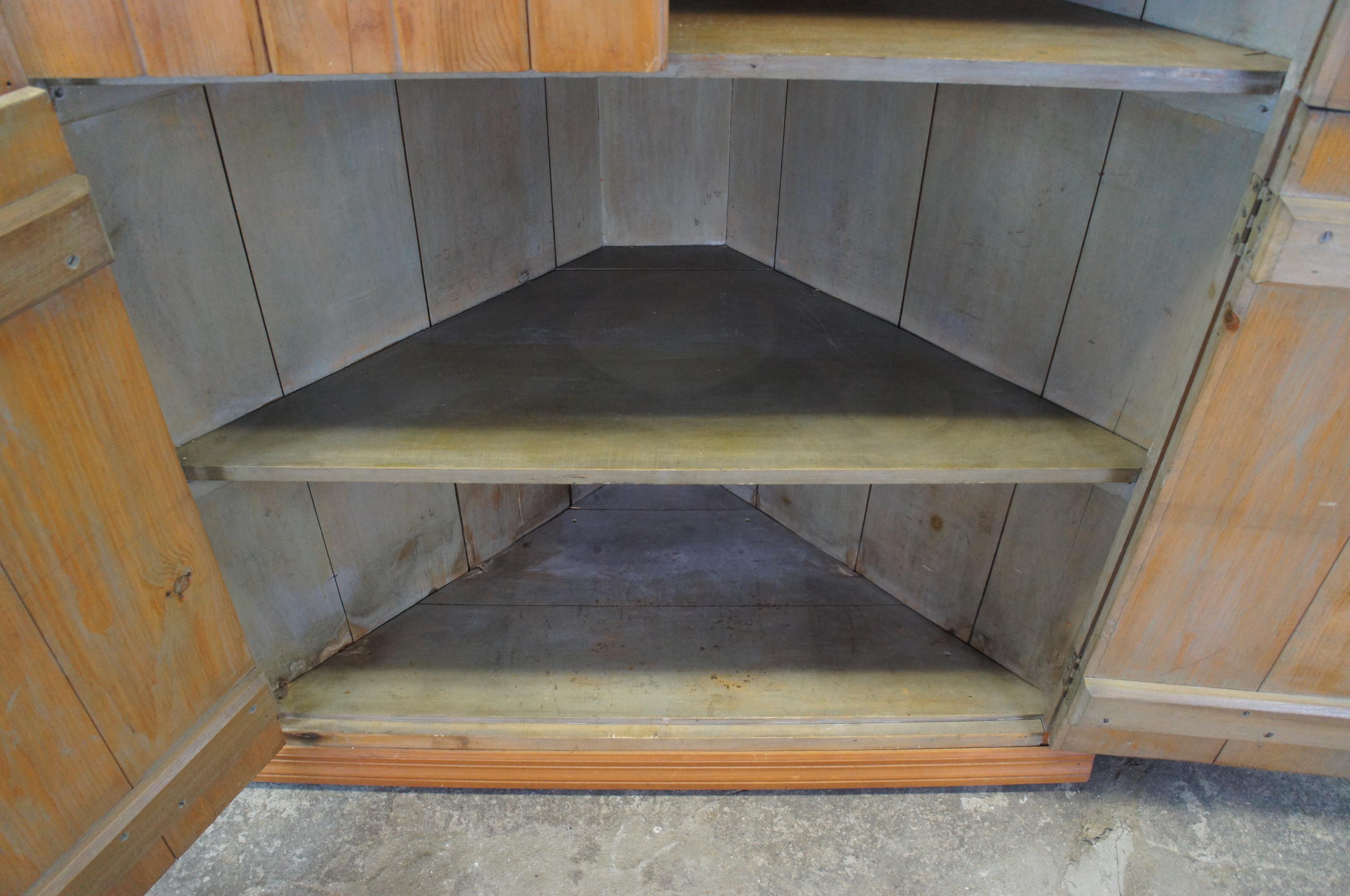 Antique American Country Farmhouse Pine Beadboard Corner Cabinet Pantry Cupboard 3