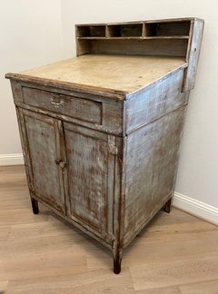 Antique American Country Industrial Distressed Painted Workbench