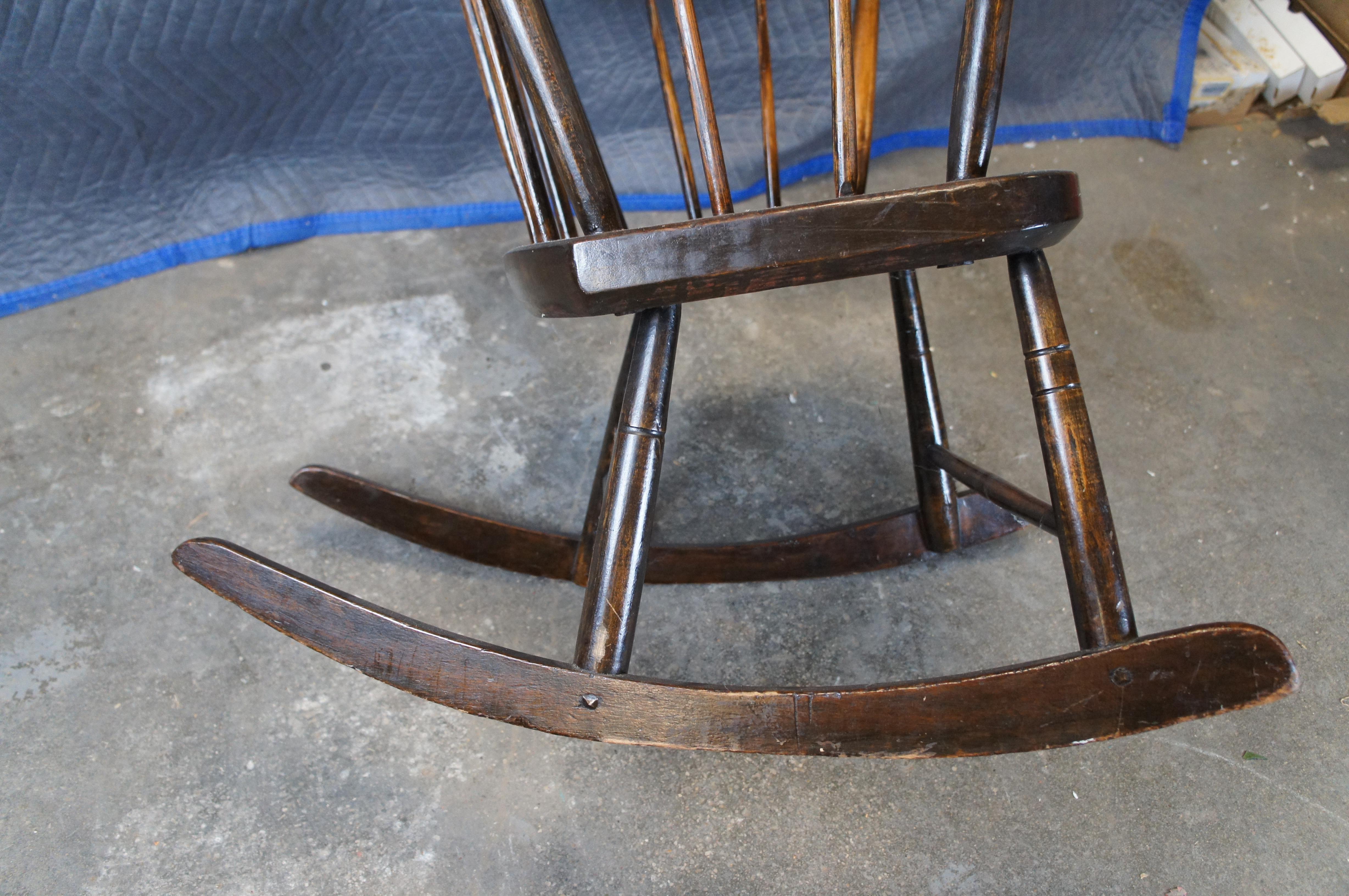 Antique American Country Oak Ladder Slat Back Rocking Armhair Rocker 6