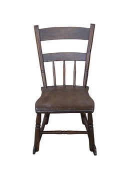 Antique American Country Oak Ladder Stat Back Rocking Chair Rocker