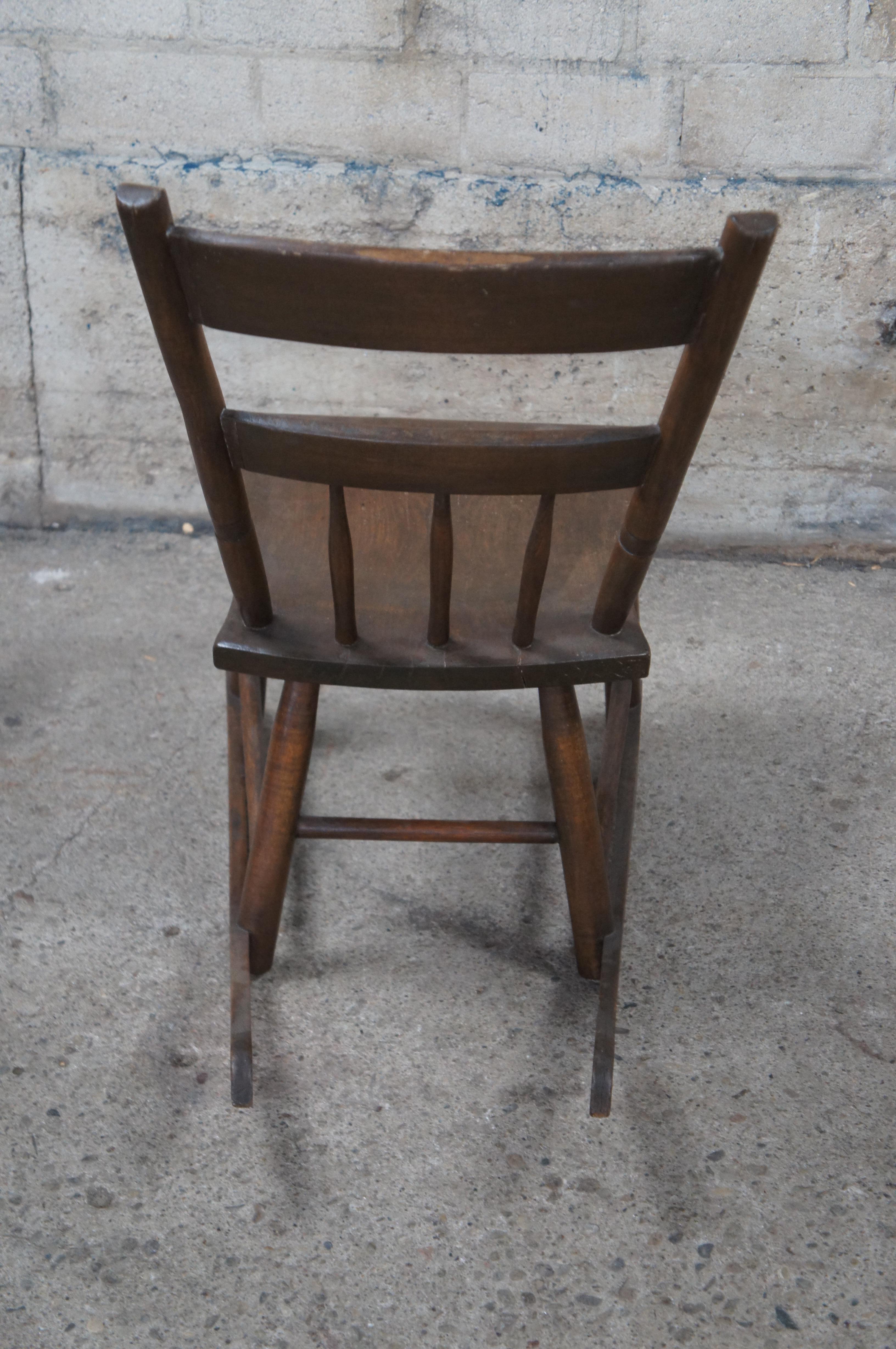 Antique American Country Oak Ladder Stat Back Rocking Chair Rocker For Sale 1