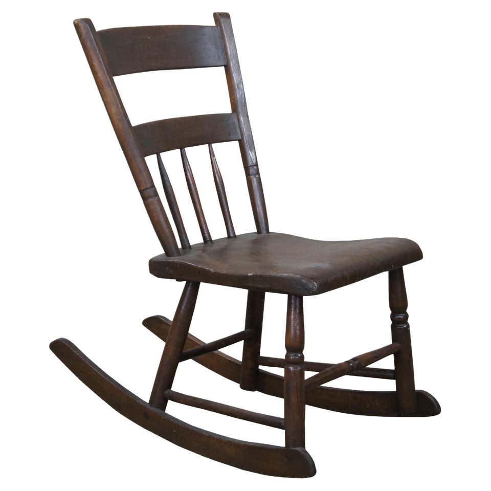 Antique Nichols and Stone Cherry Windsor Slat Back Rocking Chair Rocker ...