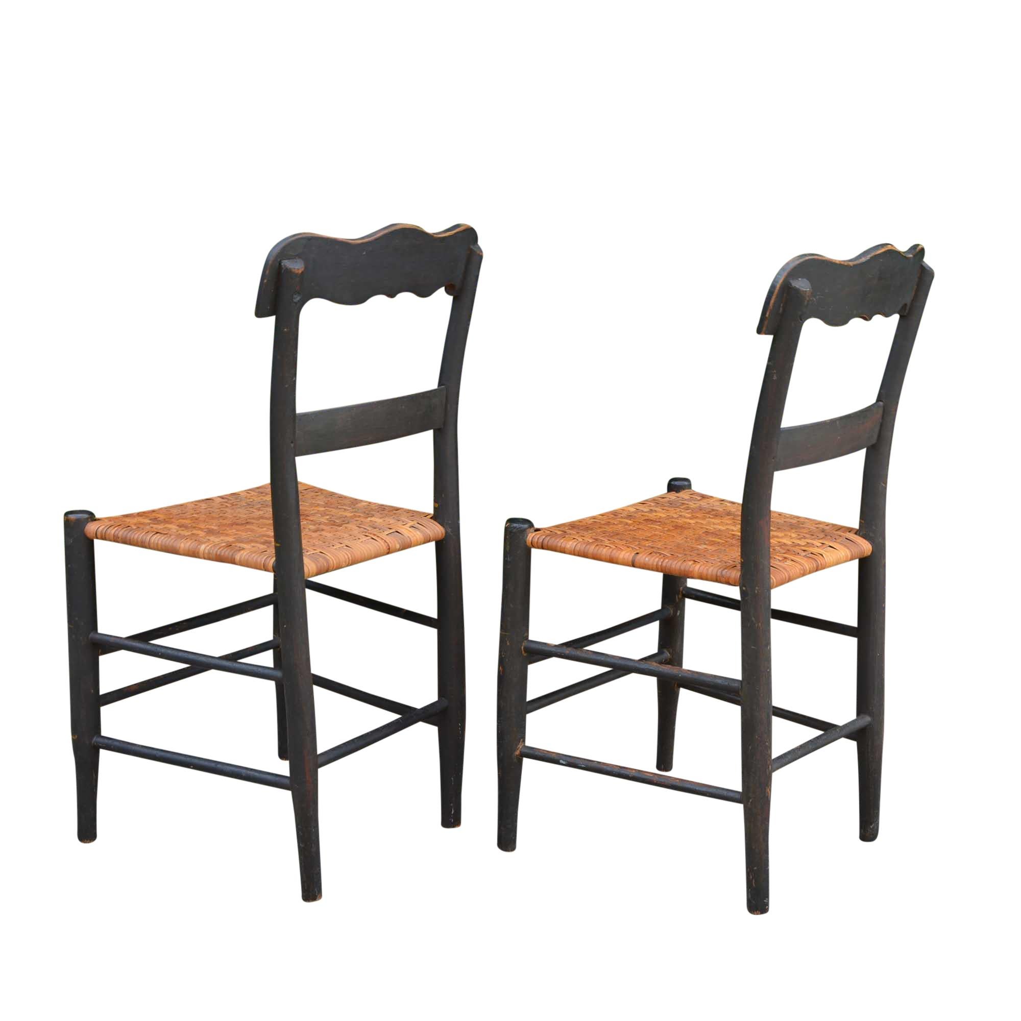 Antique American Country Sheraton Cane Seat Chairs Pair In Fair Condition For Sale In Pataskala, OH