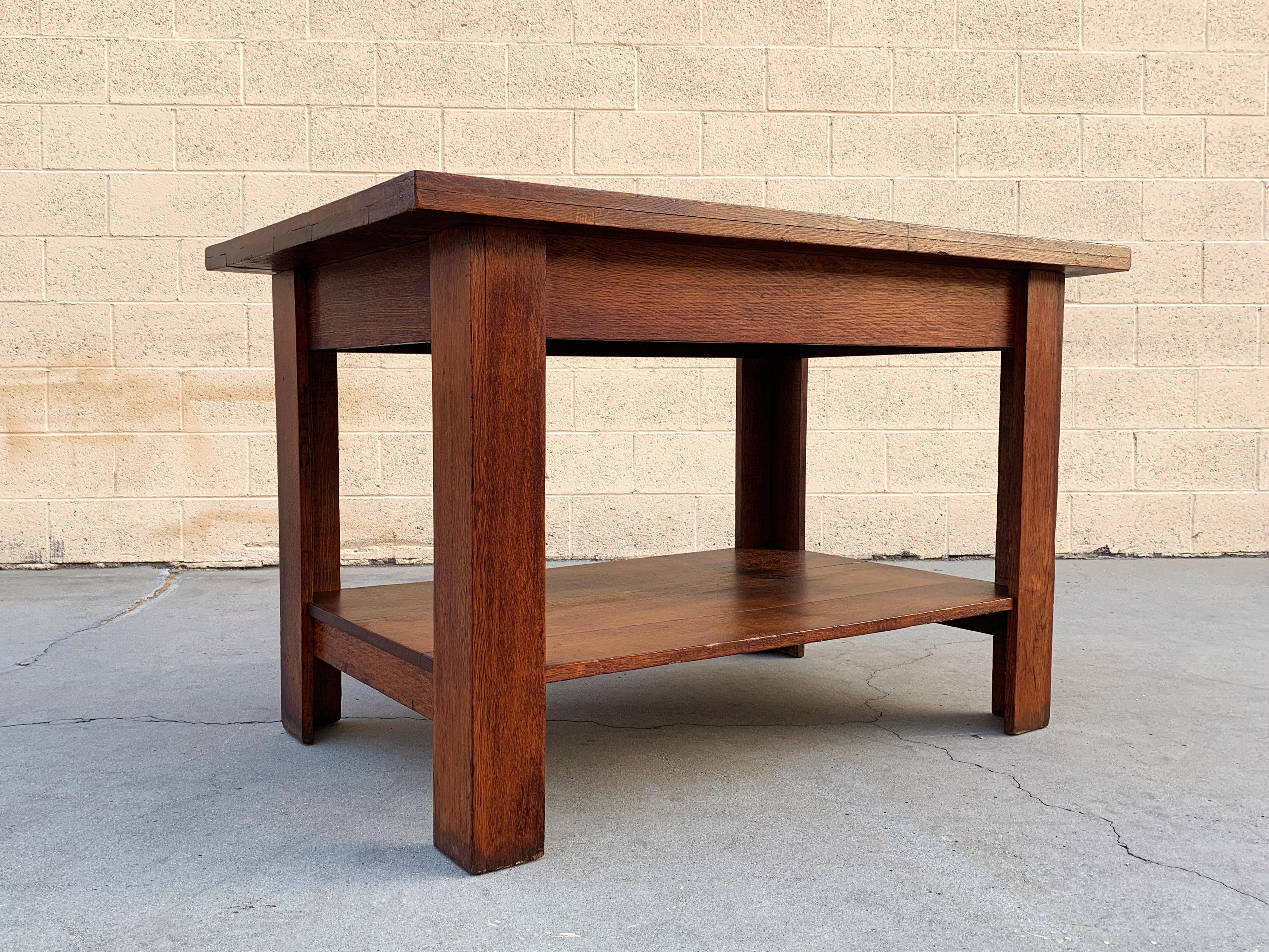 solid oak library table