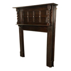 Antique American Craftsman Mission Oak Barley Twist Column Fireplace Mantel 1900
