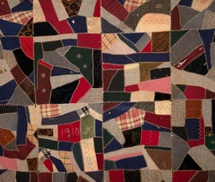 Courtepointe ancienne américaine Crazy, datée de 1909-1910