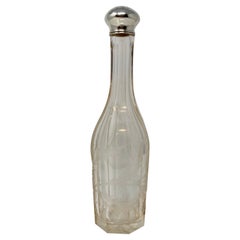 Antique American Cut Crystal Decanter with Sterling Silver Cap & Collar, c. 1900